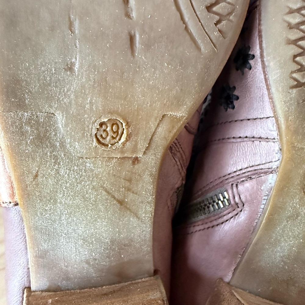 A.S.98 Tofy Peep toe embellished Boho ankle bootie, 39/9 pinkish tan, great shoe - Picture 2 of 16